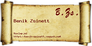 Benik Zsinett névjegykártya